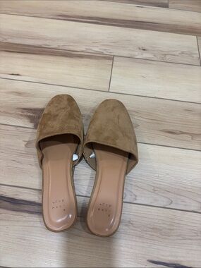a new day Tan Suede Slip-On Square-Toe Mules